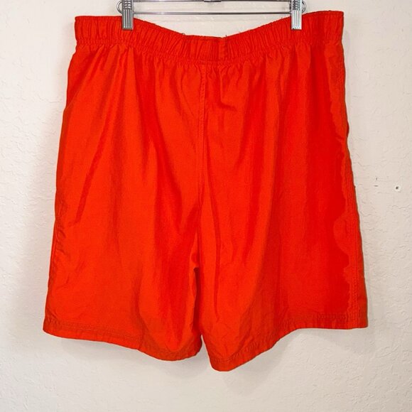 Speedo Swim Trunks Mens Large Orange Pockets Drawcord Solid Mesh Lined Surfing - Picture 3 of 8
